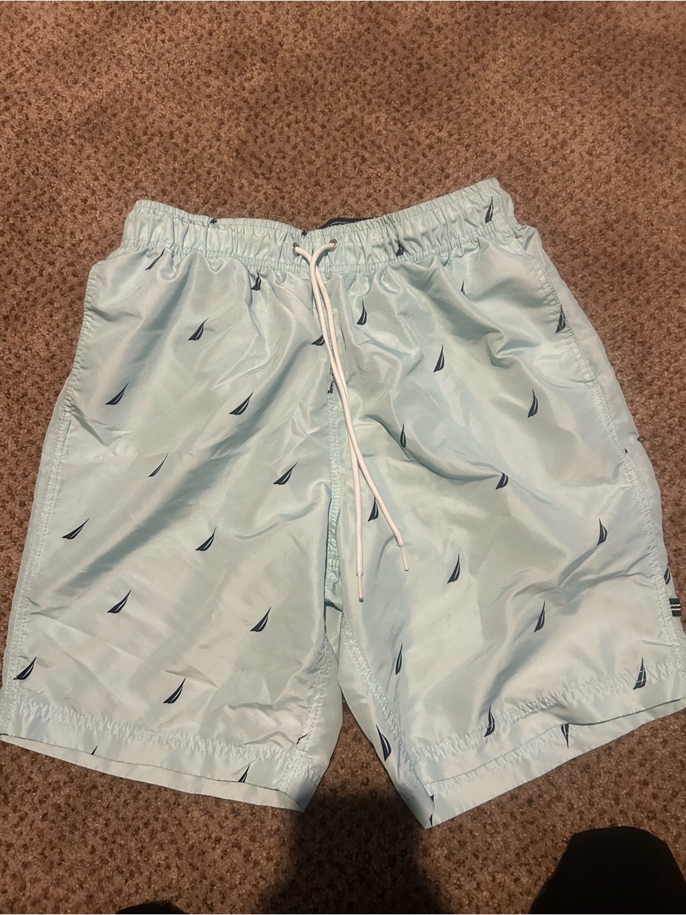 Men's Nautica Light Blue Sail Print Swim Trunks